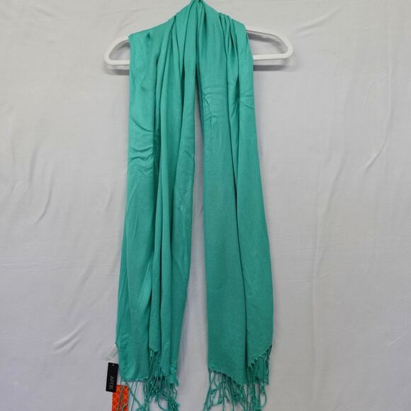 NWT APT. 9 Wide Scarf Green Blue Wraps Shawl Ski Fringe Skiing Winter Warm Cozy - Picture 6 of 16